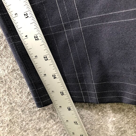 Theory Treeca 5 Pocket Dover Tech Pants Womens 4 Navy Blue Grid Plaid Ankle - Picture 8 of 10
